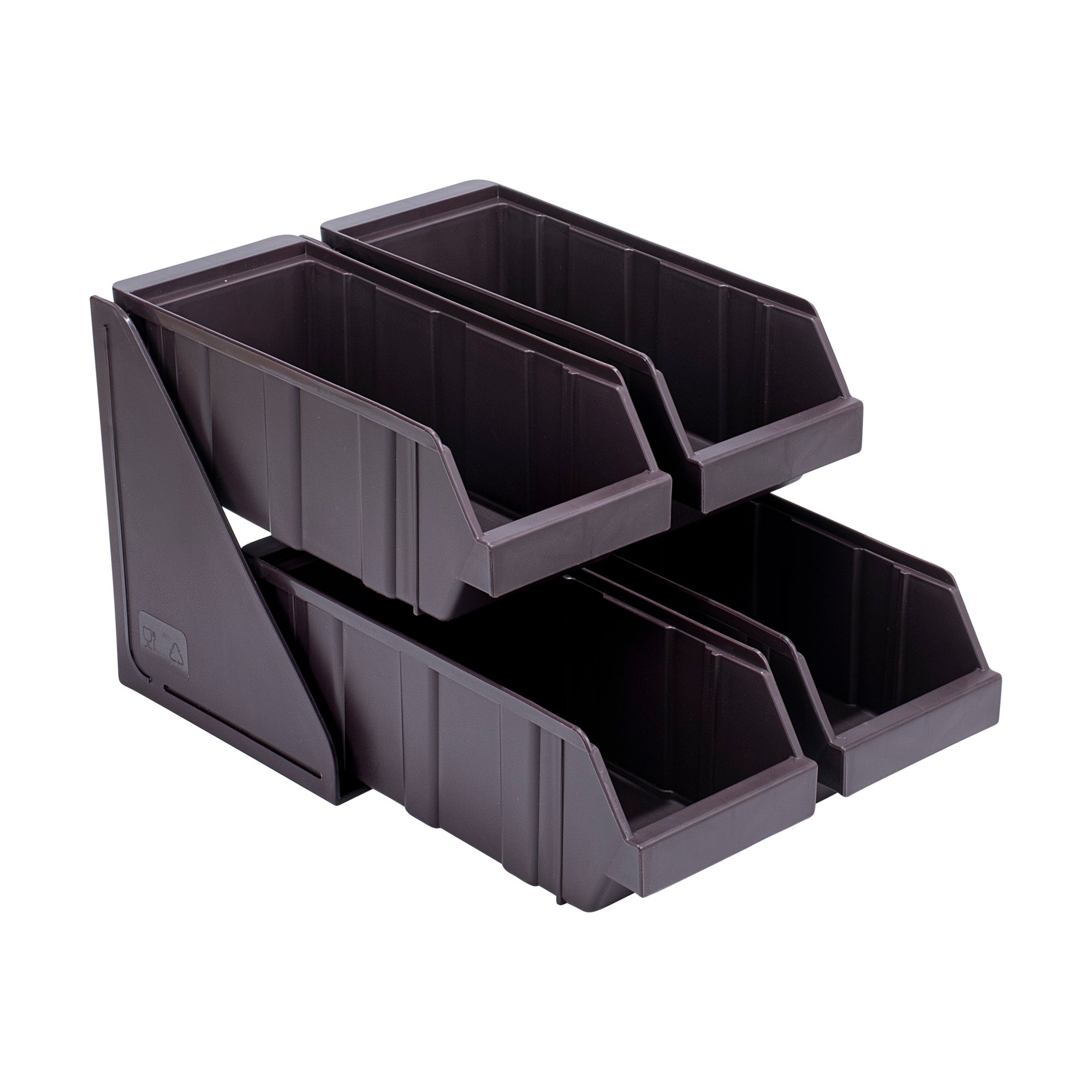Met Lux 2 Brown 2-Tier Stands and 4 Condiment Bins and 4 Connector Clips