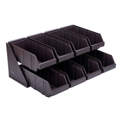 Met Lux 4 Brown 2-Tier Stands and 8 Condiment Bins and 12 Connector Clips