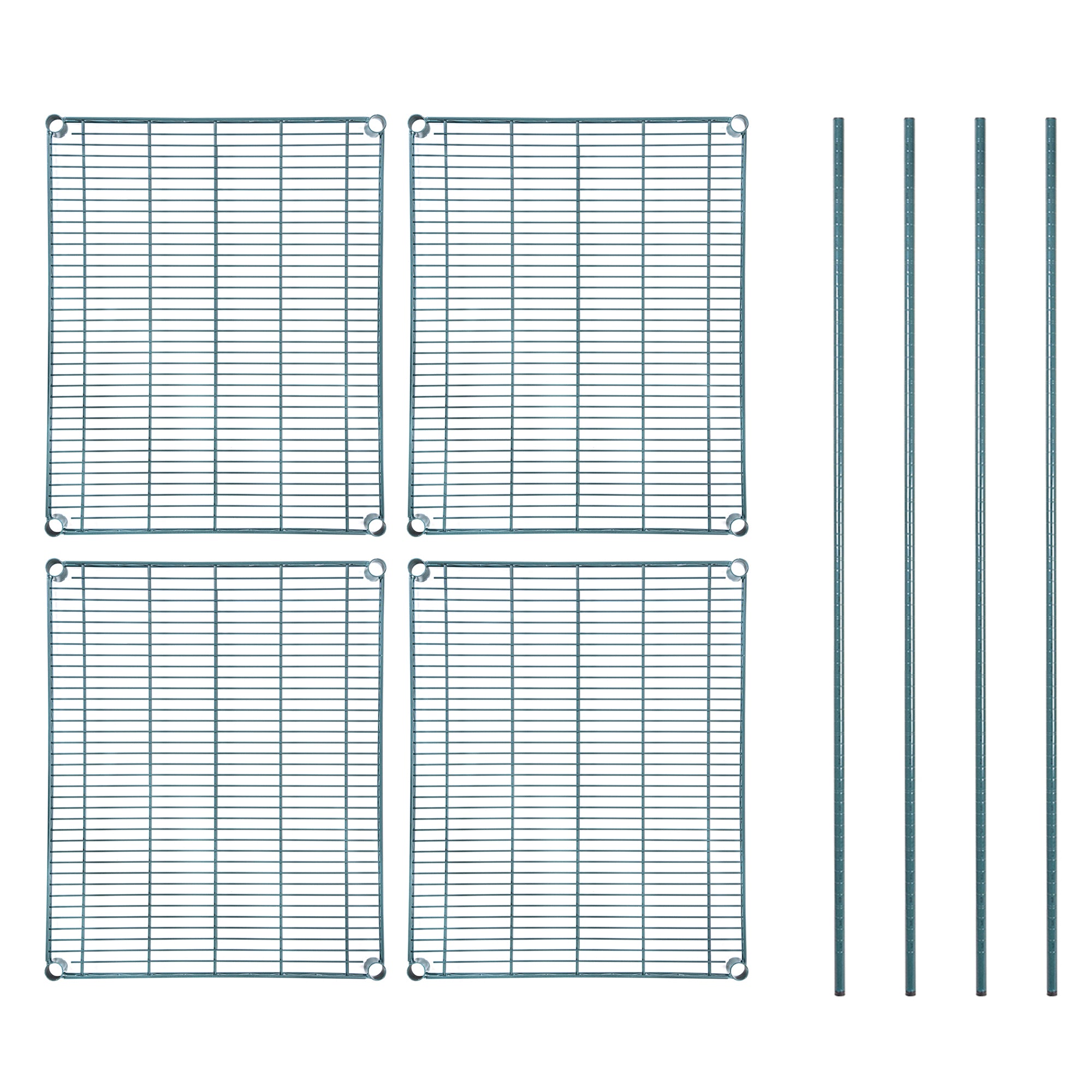 Chef 101 4-Tier NSF Green Epoxy Shelving Unit - and 24" x 30" Shelves and 74" Posts