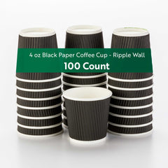 Bundle: Restpresso 100 4 oz Black Paper Coffee Cup - Ripple Wall - 2 1/2