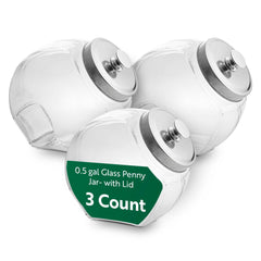 Bundle: 3 Vetri 0.5 gal Glass Penny Jar - with Chrome Lid - 4