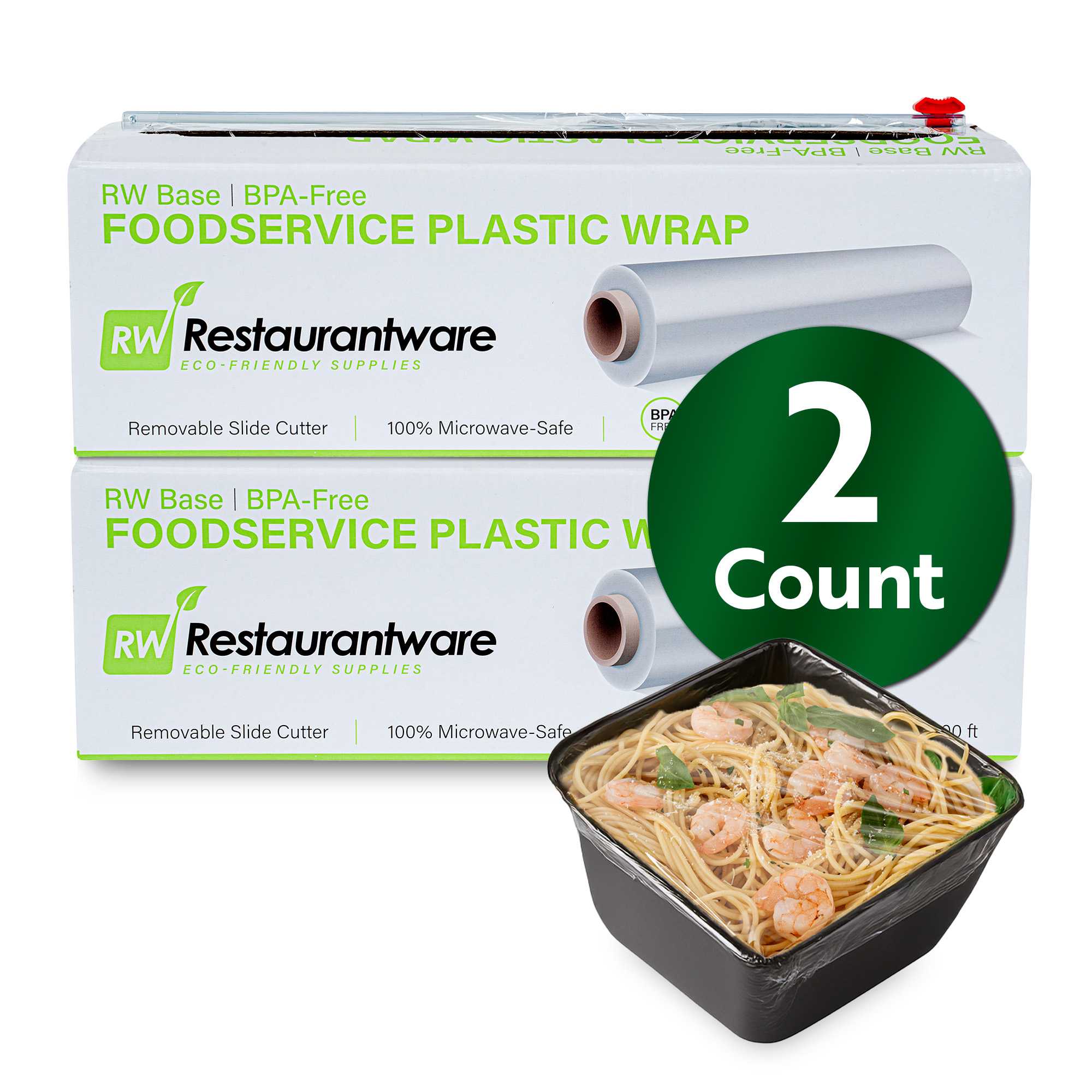 Bundle: 2 Chef 101 Clear Plastic Foodservice Food Wrap - BPA-Free, Microwave-Safe - 12" x 2000'