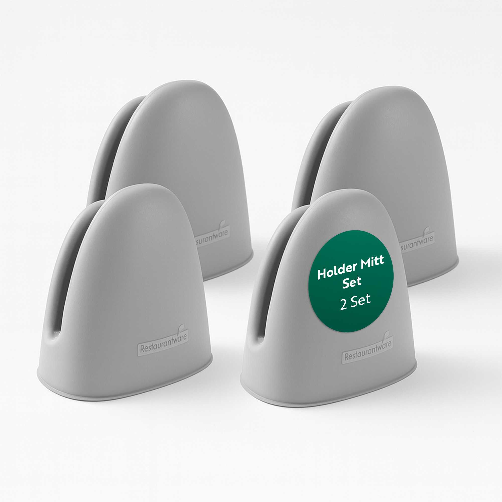 Comfy Grip Gray Silicone 2-Piece Mini Pot Holder Mitt Set - Heat-Resistant - 4 1/4" x 3 1/2" x 4 1/4" - 2 count box