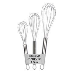 German Standard 3-Piece Stainless Steel French Whisk Set - 1 count box
