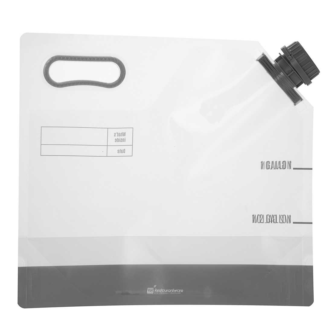 Cater Tek 2-Piece Clear Plastic Take Out Drink Bag Set - 1 gal and 1/2 gal, with Safety Cap - 20 count box