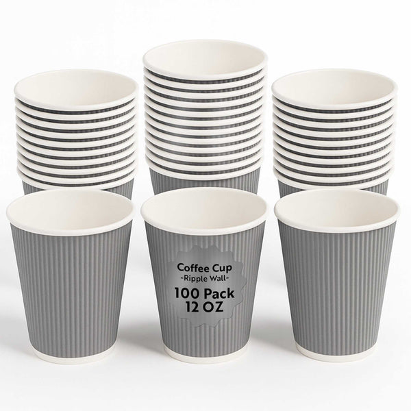 Restpresso 12 oz Gray Paper Coffee Cup - Ripple Wall - 3 1/2