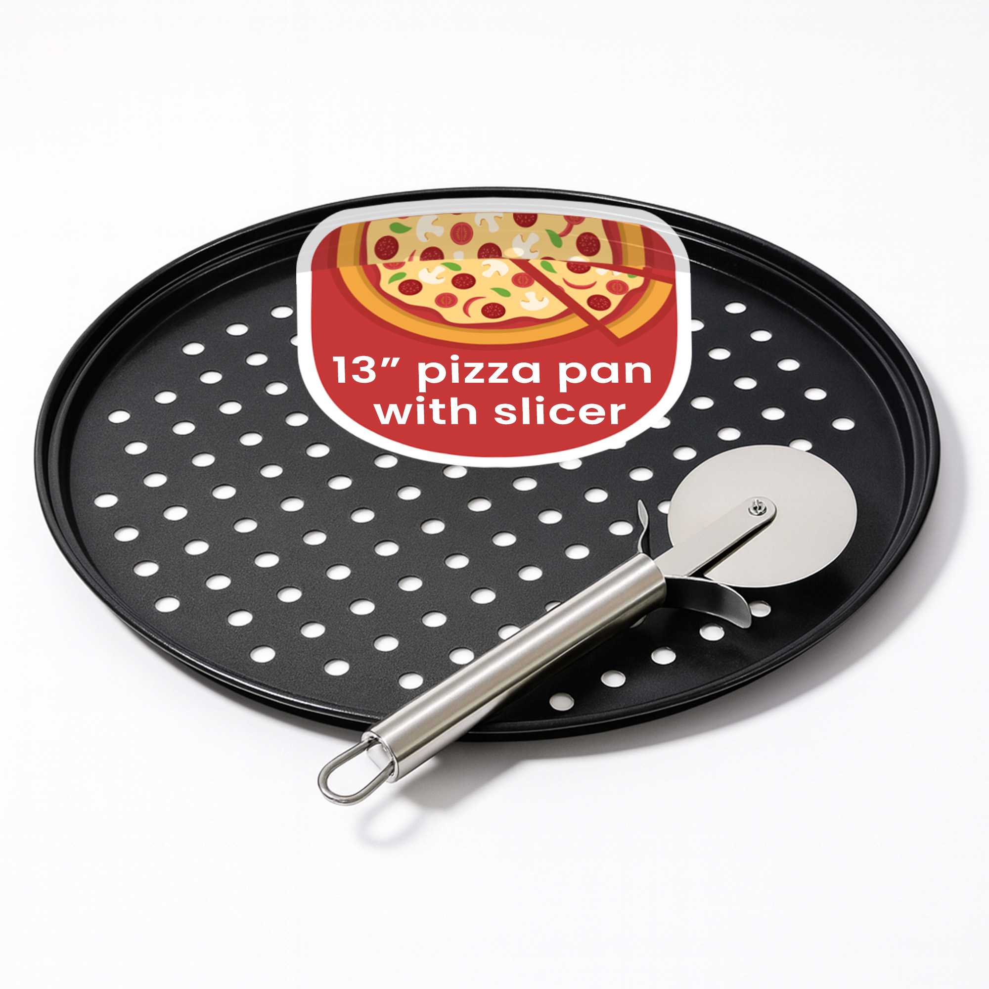 Met Lux 1 Pizza Disk 13" and 1 German Standard Stainless Steel Pizza Wheel with Finger Guard - 7 3/4'' x 2 1/2''