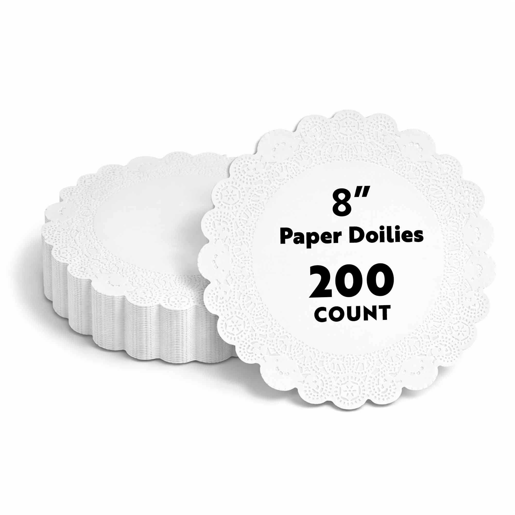 Pastry Tek Round White Paper Doilies - Lace - 8" x 8" - 200 count box