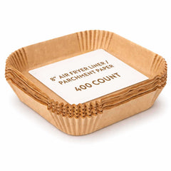 Pastry Tek Square Unbleached Air Fryer Liner / Parchment Paper - Silicone Coated - 8