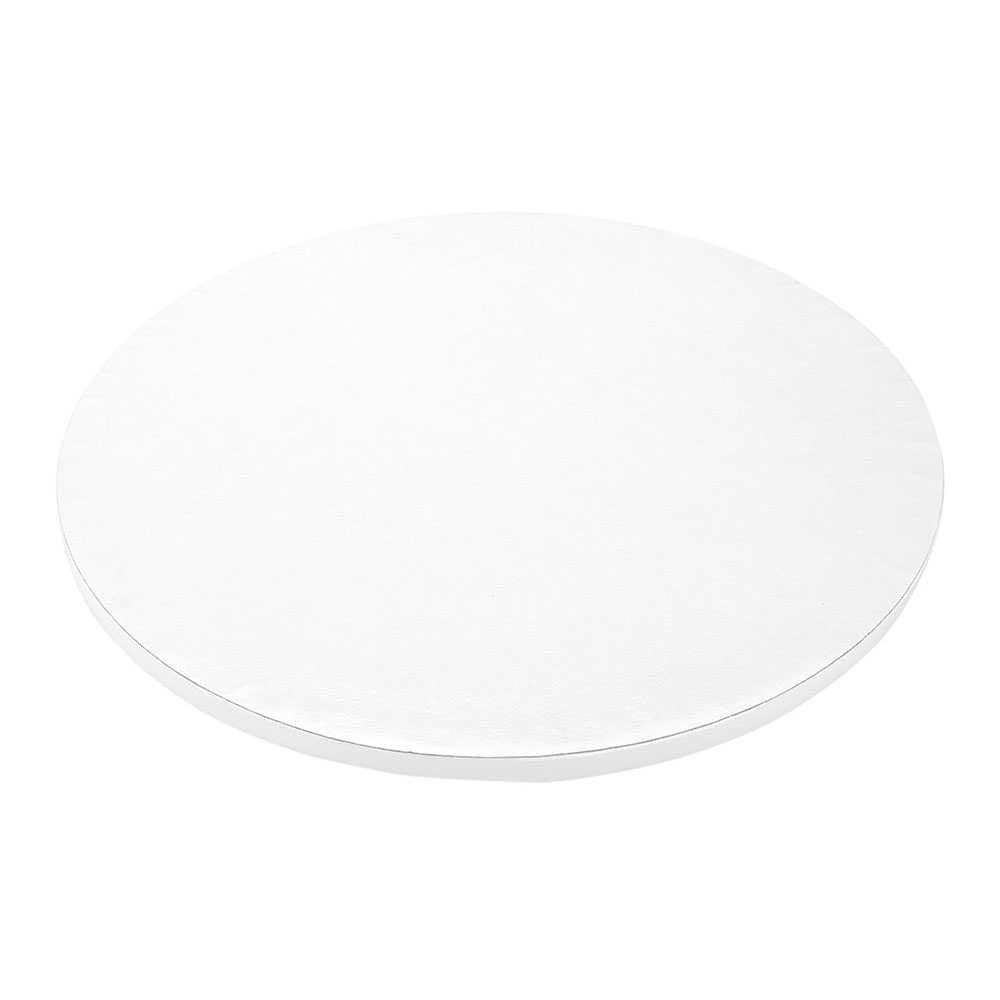 Pastry Tek Round White Cardboard Cake Drum Board - Covered Edge - 12" x 12" x 1/2" - 12 count box