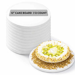 Pastry Tek Round White Cardboard Cake Drum Board - Covered Edge - 12