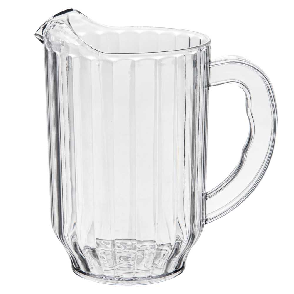 Chef 101 60 oz Clear Plastic Water Pitcher - 5" x 5" x 7 3/4" - 2 count box