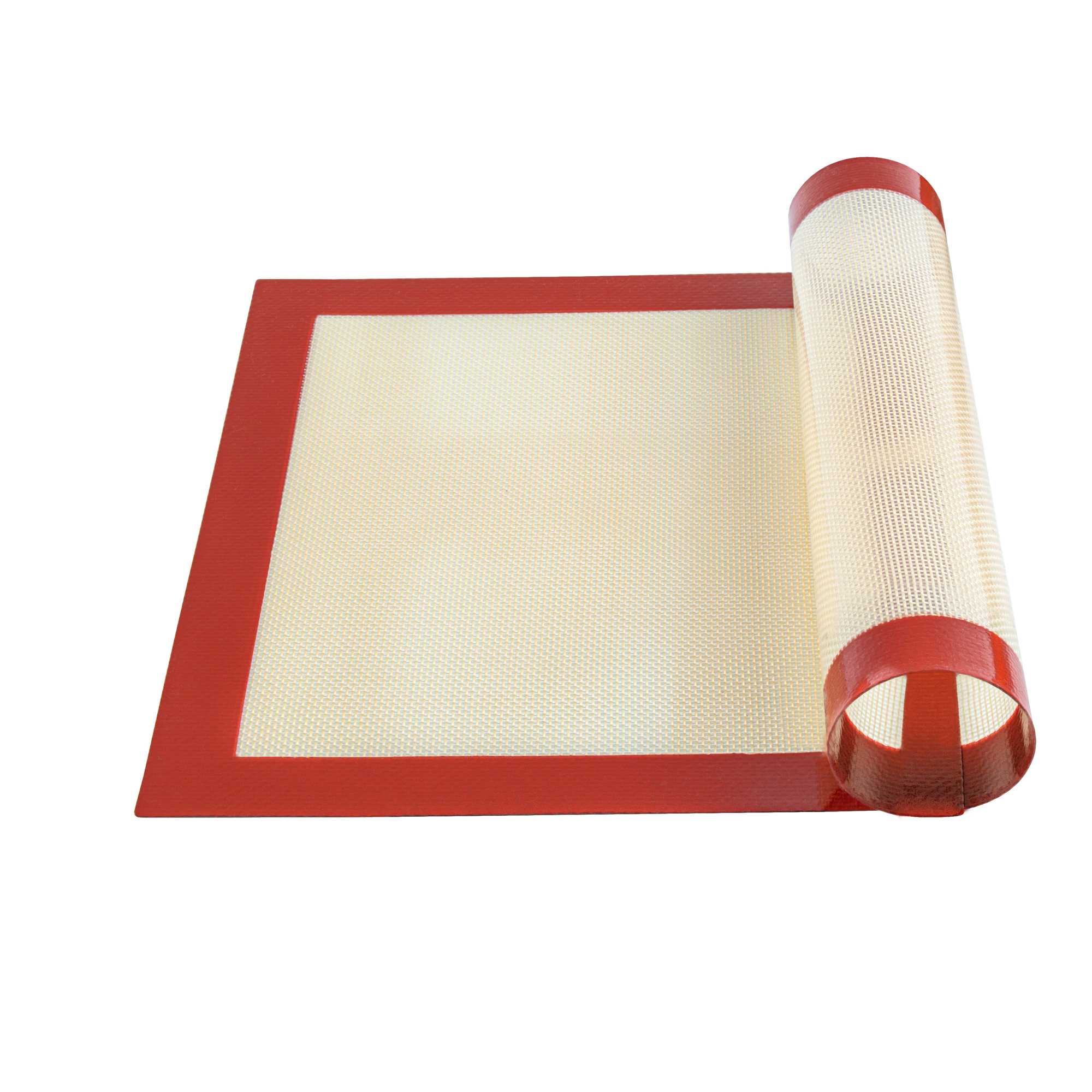 Rectangle Tan and Red Silicone Half Size Baking Mat - Ultra Durable - 11 3/4" x 15 3/4" - 2 count box