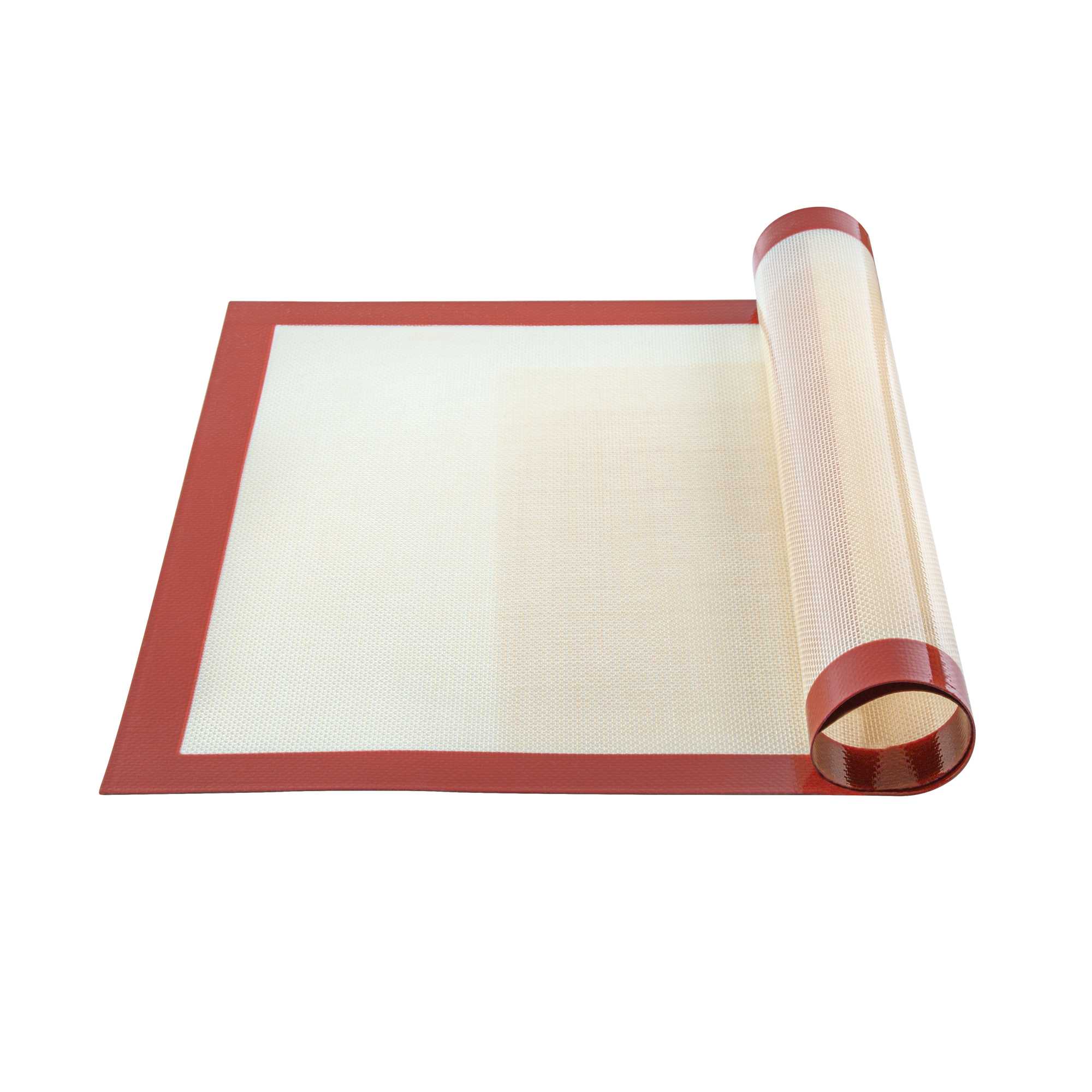 Rectangle Tan and Red Silicone Full Size Baking Mat - Ultra Durable - 15 3/4" x 23 1/2" - 2 count box