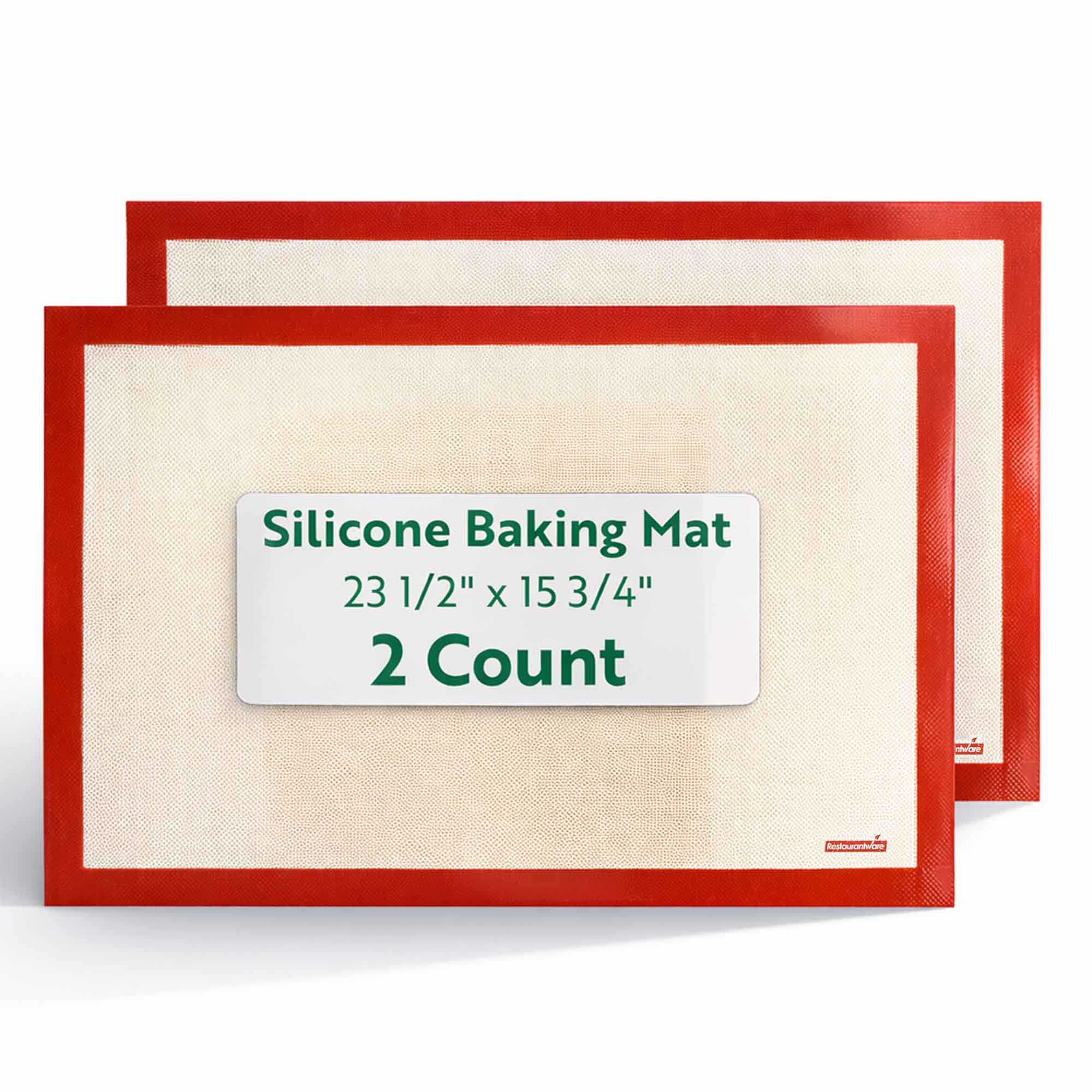 Rectangle Tan and Red Silicone Full Size Baking Mat - Ultra Durable - 15 3/4" x 23 1/2" - 2 count box