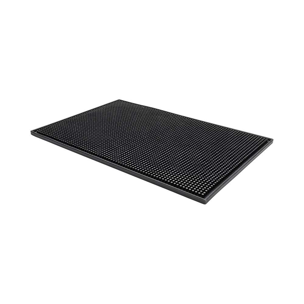 Bar Lux Black Rubber Service Bar Spill Mat - Non-Slip - 17 3/4" x 11 3/4" - 4 count box