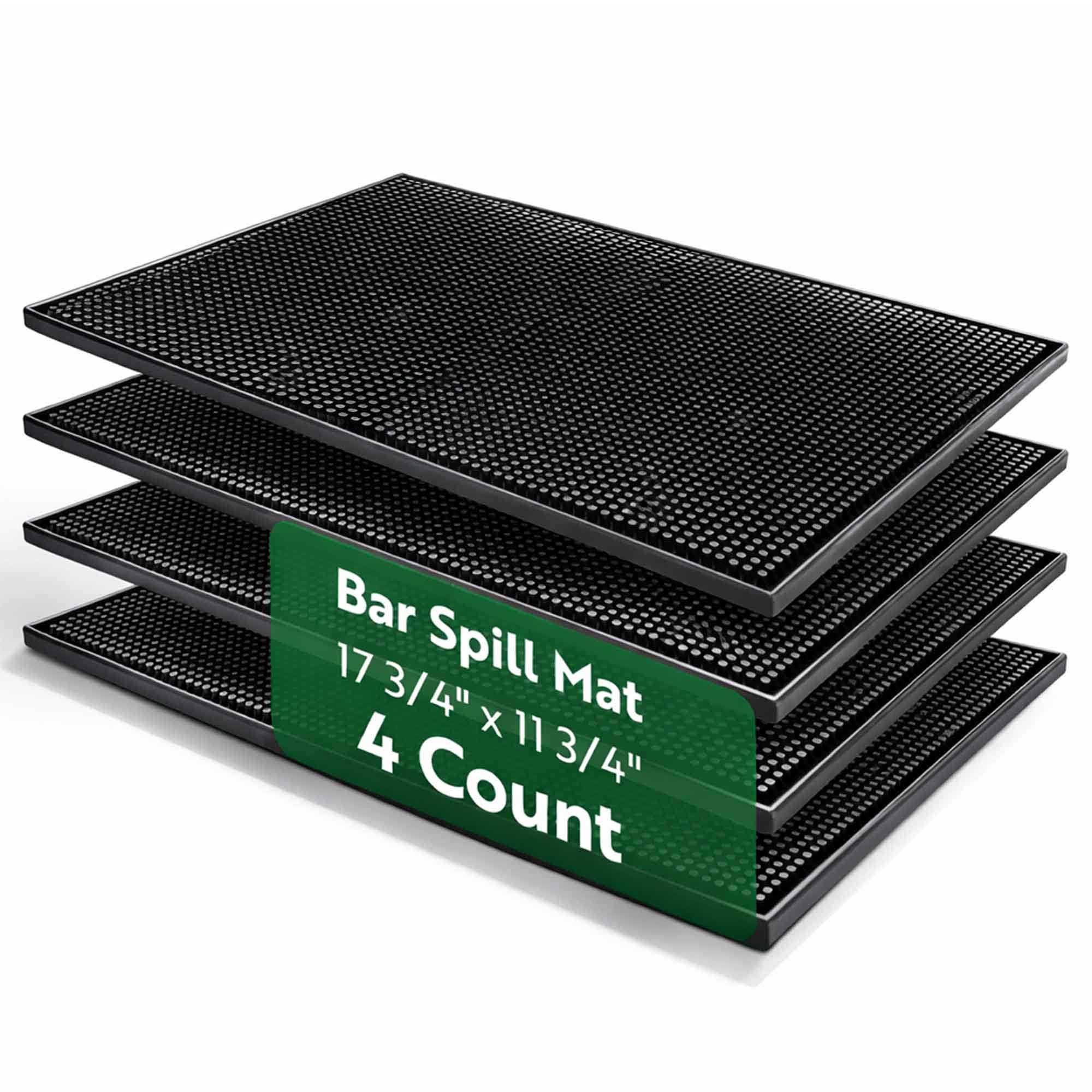 Bar Lux Black Rubber Service Bar Spill Mat - Non-Slip - 17 3/4" x 11 3/4" - 4 count box