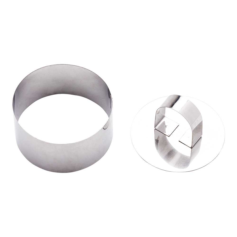 Pastry Tek Stainless Steel Round Pastry Ring Mold - with Press 3 x 1.6 inch - 4 count box