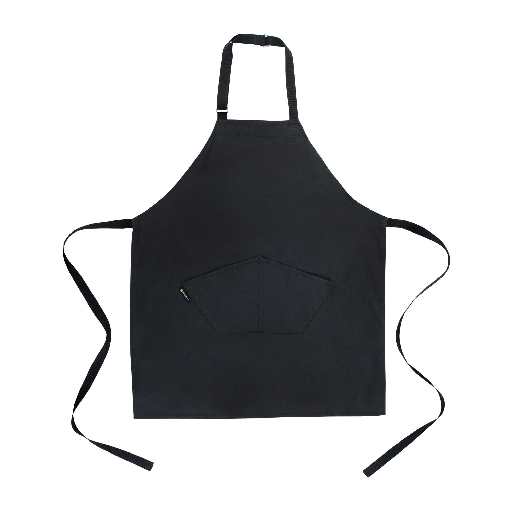 RW Threads Black Cotton Cooking Apron - Flame Retardant - 32" x 26" - 4 count box