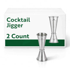 Bar Lux 1 oz / 2 oz Stainless Steel Jigger - Japanese Style, Brushed Finish - 2 count box