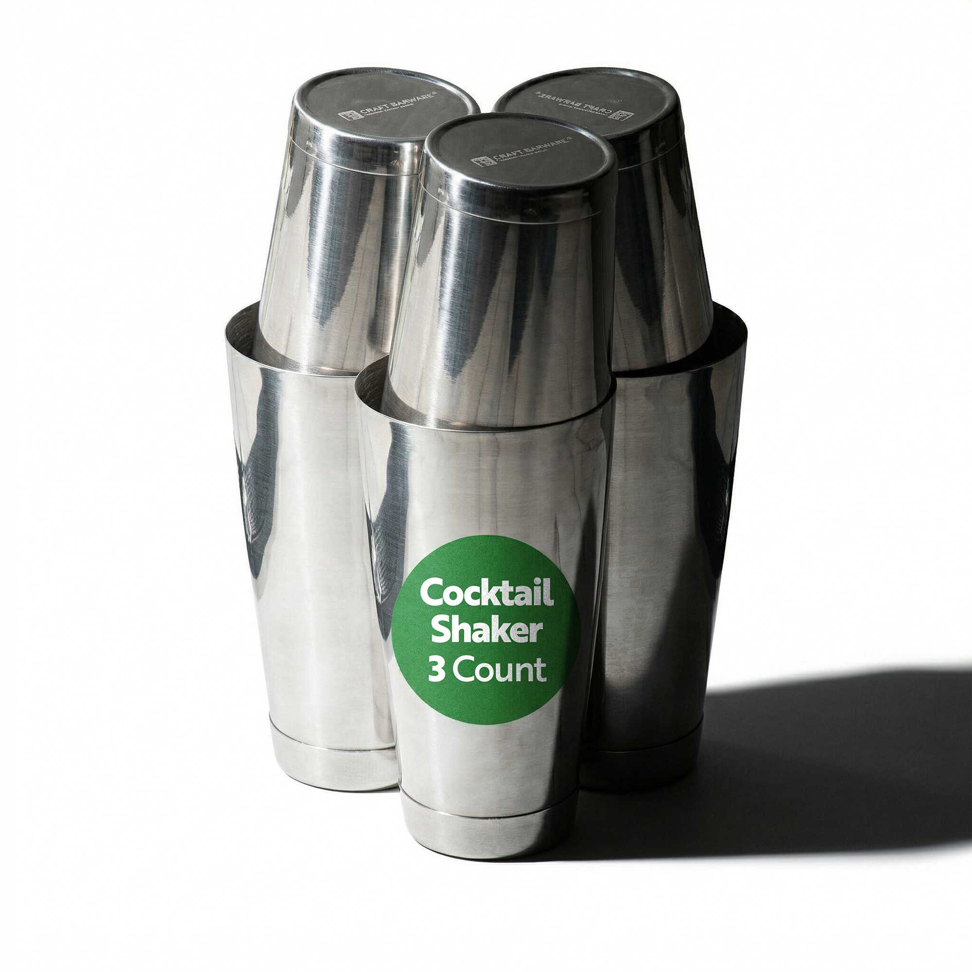 Bar Lux 2-Piece Stainless Steel Cocktail Shaker Tin Set - 16 oz & 24 oz, Weighted, Mirrored Finish - 3 count box
