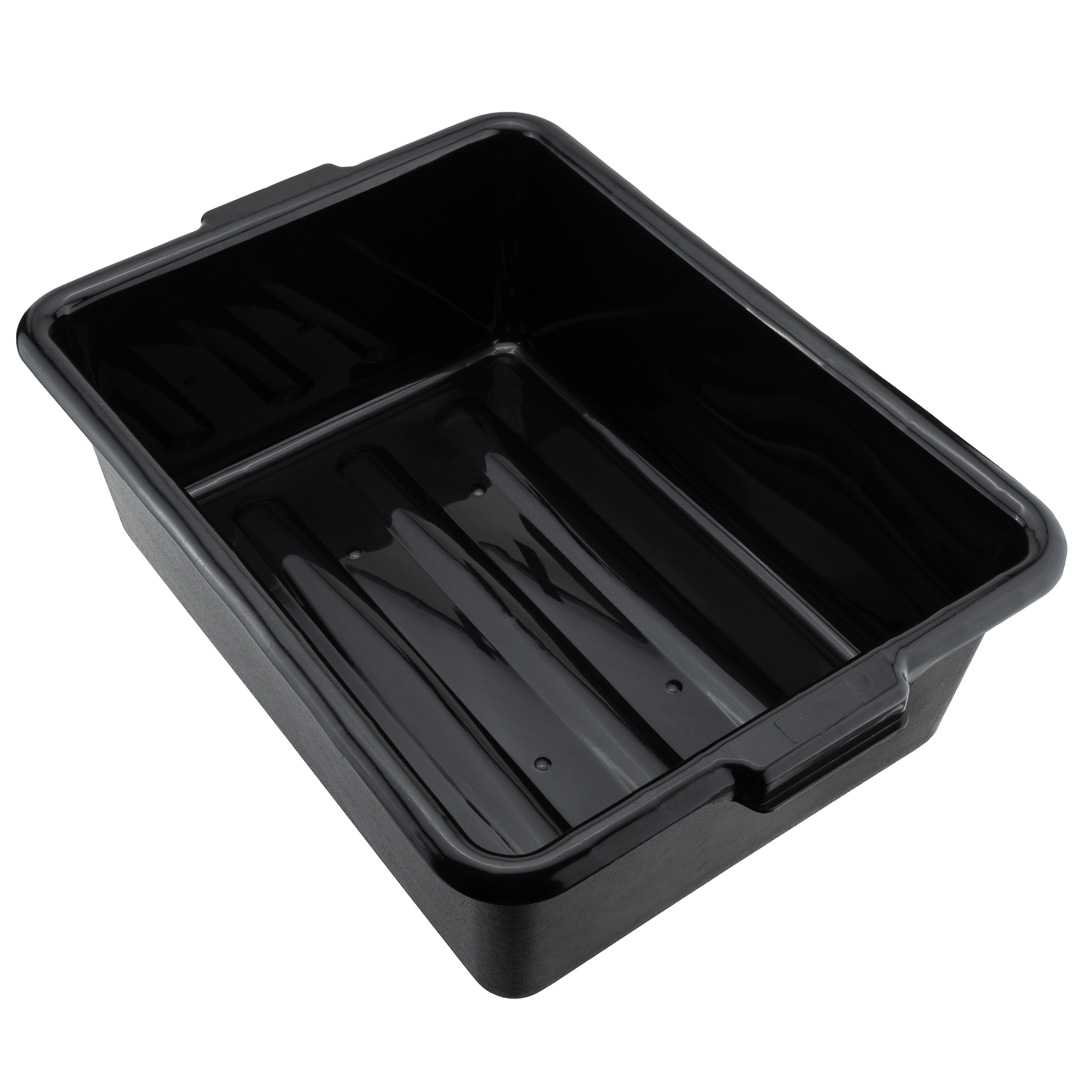 RW Clean 2-Piece Black Plastic Bus Tub And Lid Set - Deep, Easy Grip - 3 count box