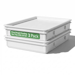 Pizzaly Rectangle White Plastic Pizza Dough Proofing Box - with Lid - 26