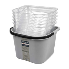 Handy Tek 3.5 gal Gray Plastic Paint Pail - with 5 Clear Plastic Liners, Textured Grid - 15 3/4