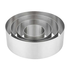 Pastry Tek 4-Piece Round Stainless Steel Pastry Ring Mold Set - 3