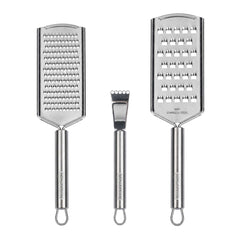 German Standard 3-Piece Stainless Steel Grater and Zester Set - Fine, Coarse - 1 count box