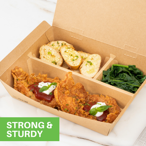 Bio Tek 51 oz Rectangle Kraft Paper Bento Box - 3-Compartment - 9 1/2 ...