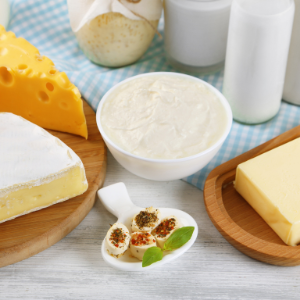 Table with different dairy products