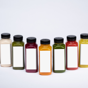 Juice bottles lined up