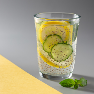 plastic tumbler with lemon water