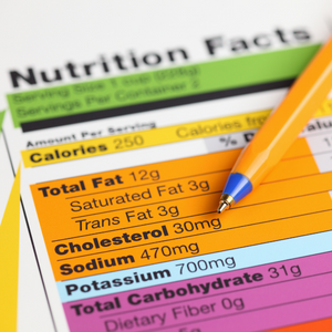 Pen on nutrition facts label