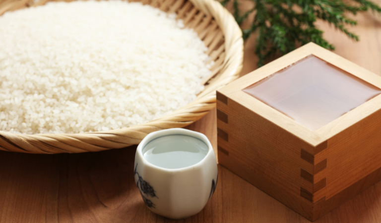 bowl of rice and sake cup