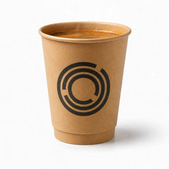Custom Restpresso 12 oz Round Kraft Jane Street Paper Coffee Cup - Double Wall, RAJS01 - 3 1/2'' x 3 1/2'' x 4 1/4'' - 500 count box