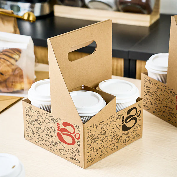 Custom Printed Paper Drink Carriers - Personalized Packaging for Restaurants & Cafés