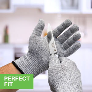 Life Protector Gray Large Cut-Resistant Glove - Level 5, Food Safe