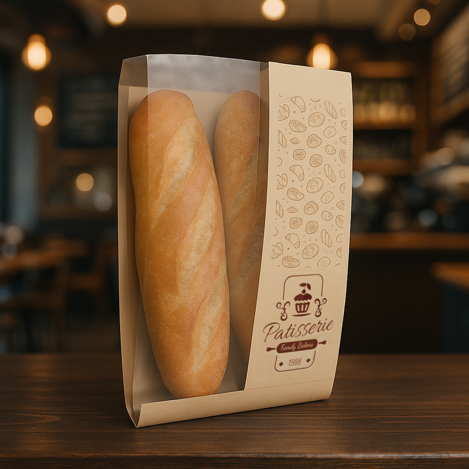 Custom Bread Bags with Side Window –Customizable Bags for Bakery & Bread
