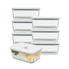 Fresh Hero 34 oz Rectangle Glass Vacuum Food Storage Containers - BPA-Free - 8 count box