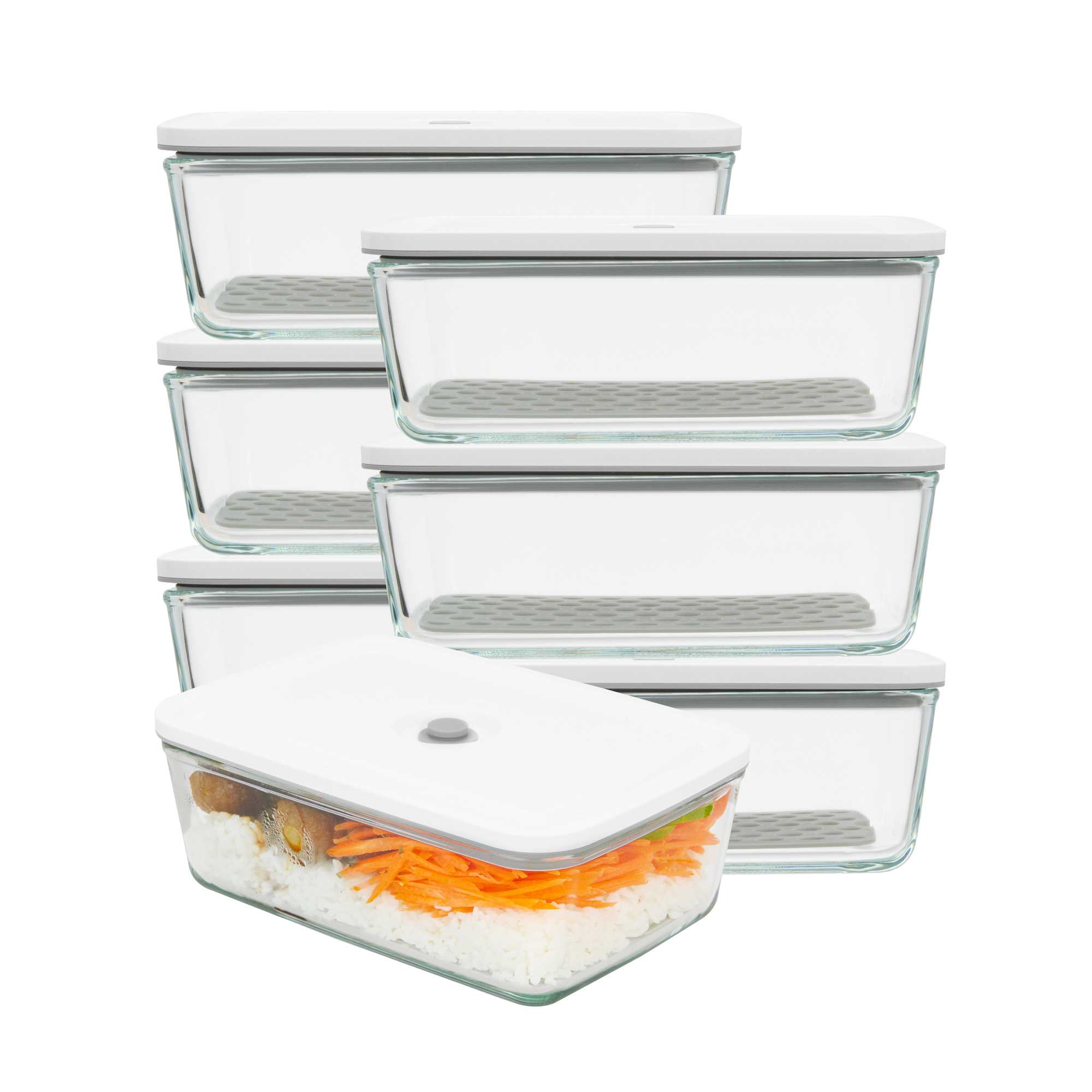 Fresh Hero 51 oz Rectangle Glass Vacuum Food Storage Containers - BPA-Free - 1 count box