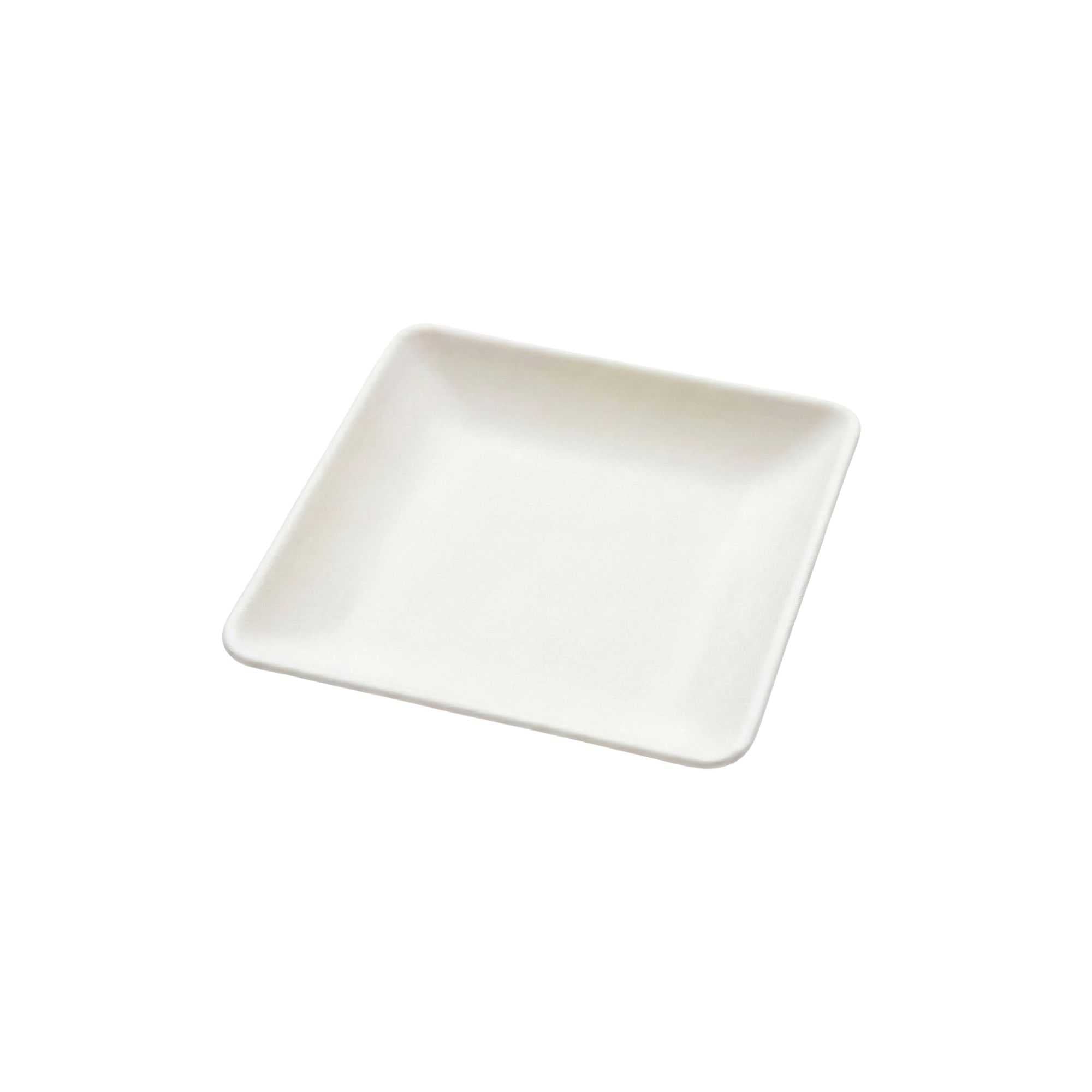 Pulp Tek Square White Sugarcane / Bagasse Mini Modern Plate - 2 1/2" x 2 1/2" - 100 count box