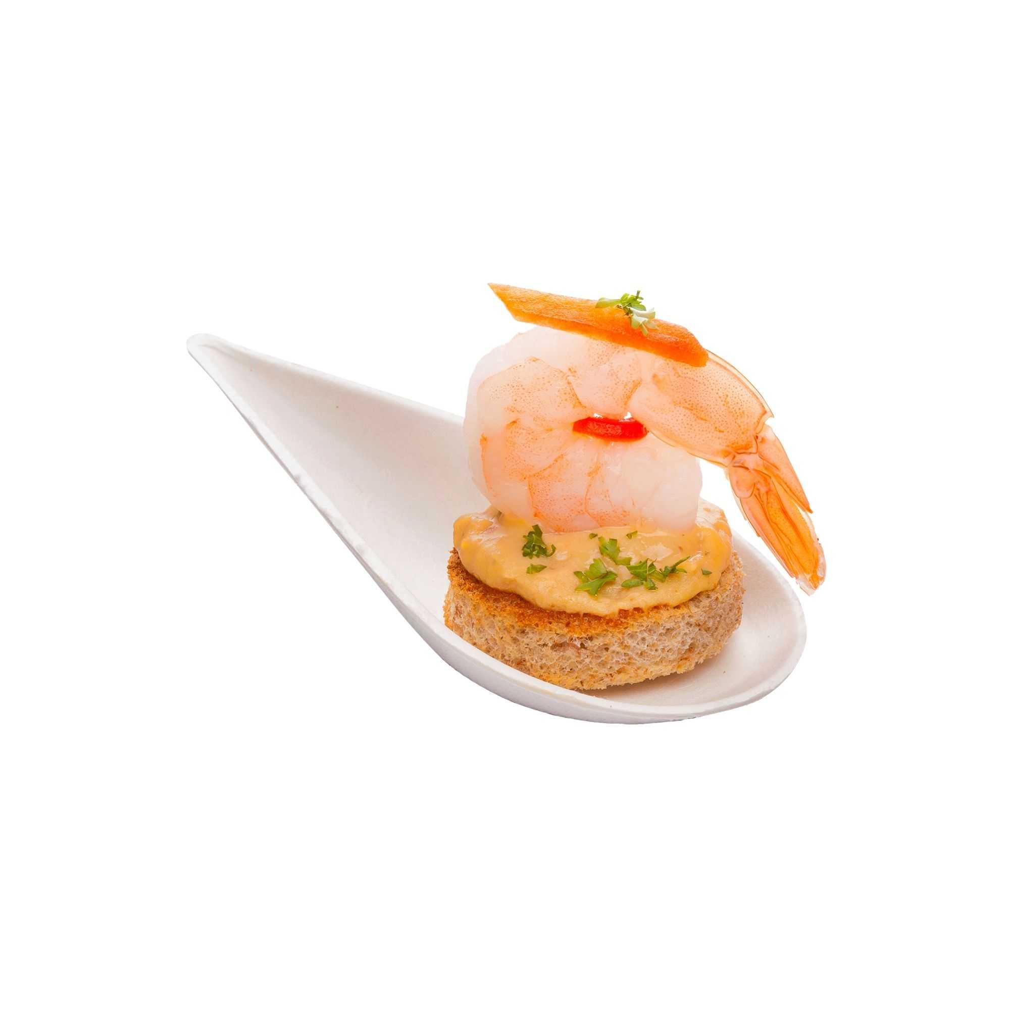 Pulp Tek Teardrop White Sugarcane / Bagasse Tasting Spoon - 4 1/4" x 2" x 1 1/4" - 100 count box