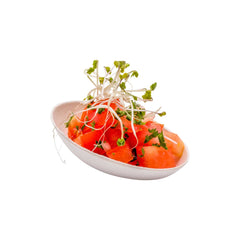 Pulp Tek Egg-Shaped White Sugarcane / Bagasse Tasting Dish - 3 1/4