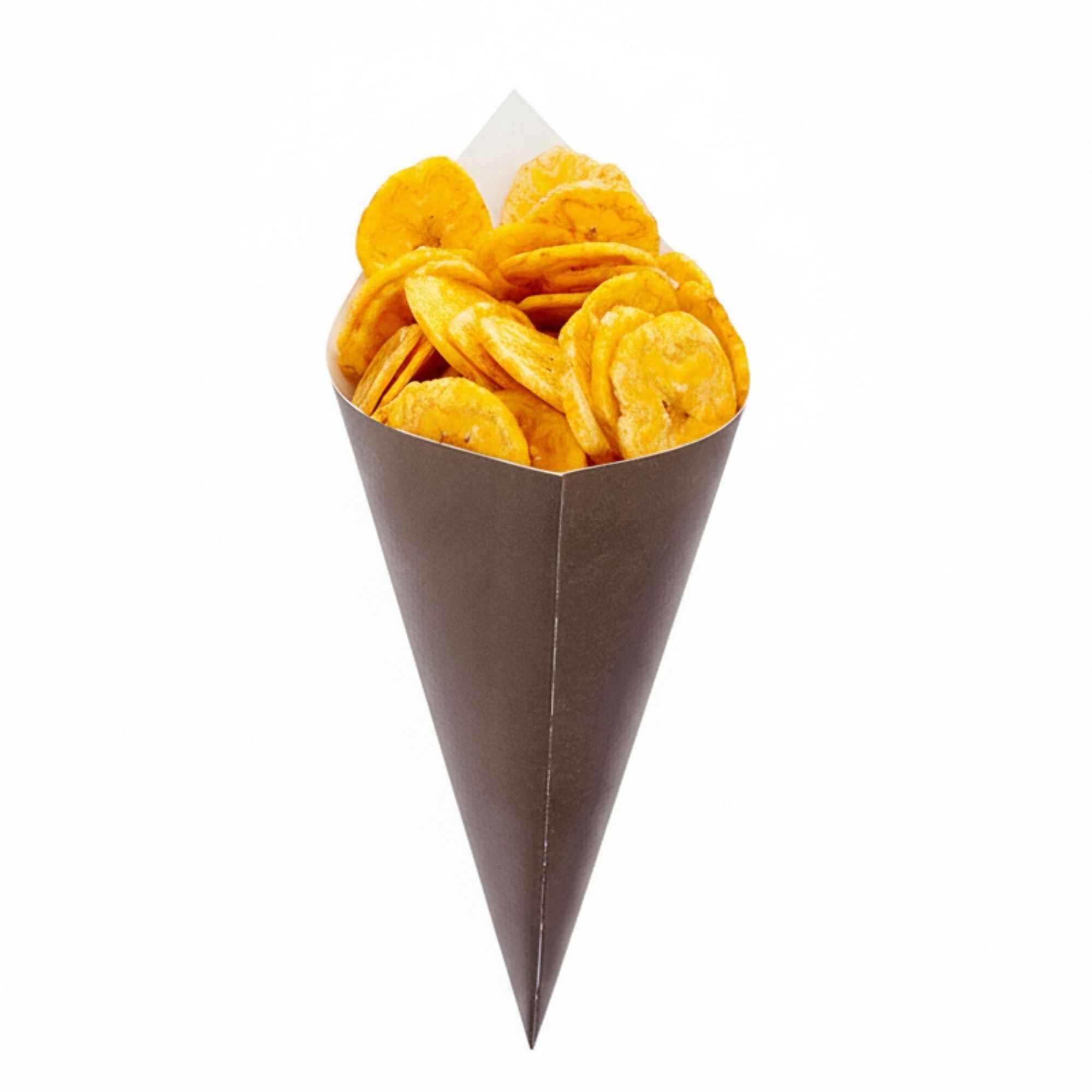 Cone Tek Black Paper Food Cone - 9 1/2" x 4 1/2" - 2500 count box