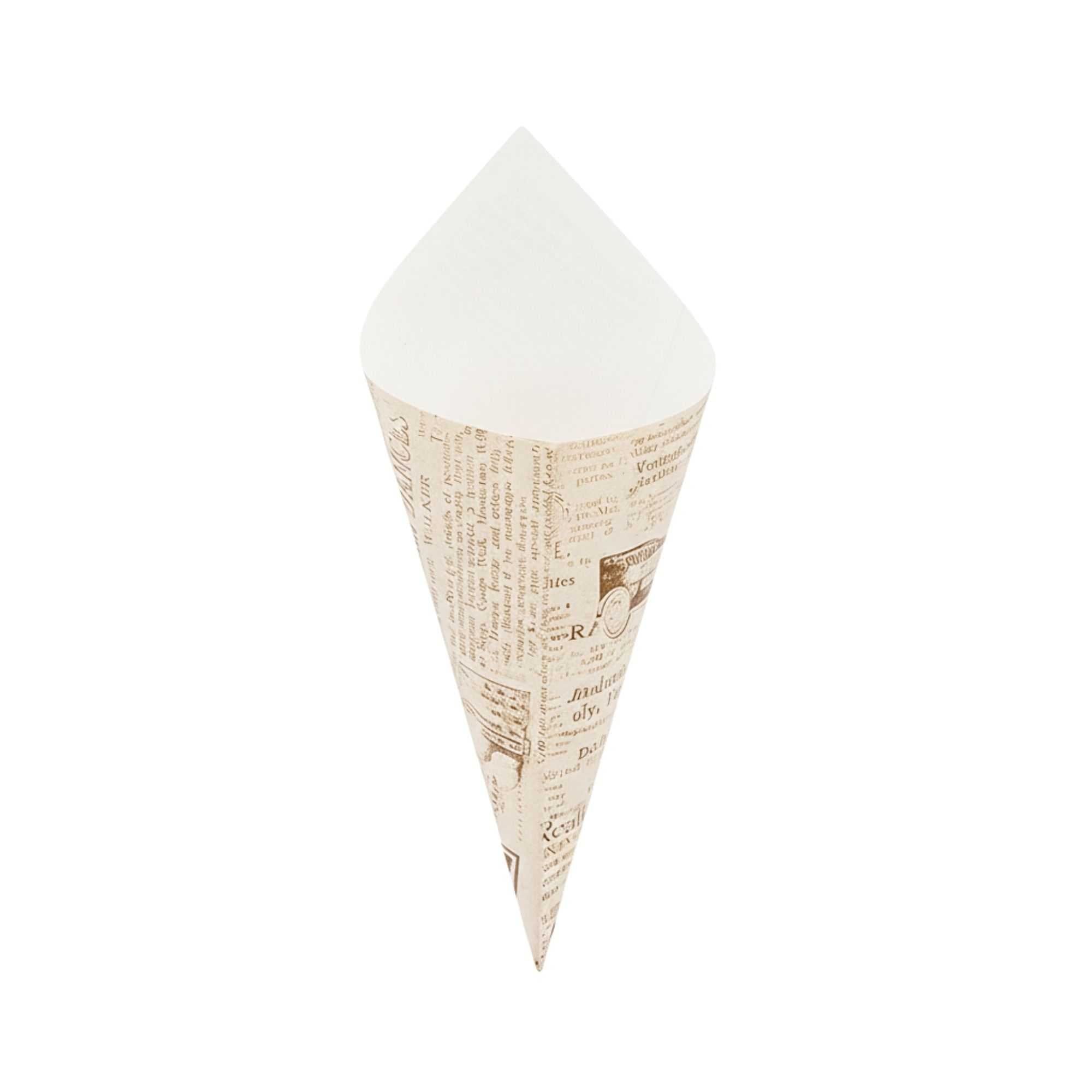 Cone Tek Newsprint Paper Food Cone - 9 1/2" x 4 1/2" - 100 count box
