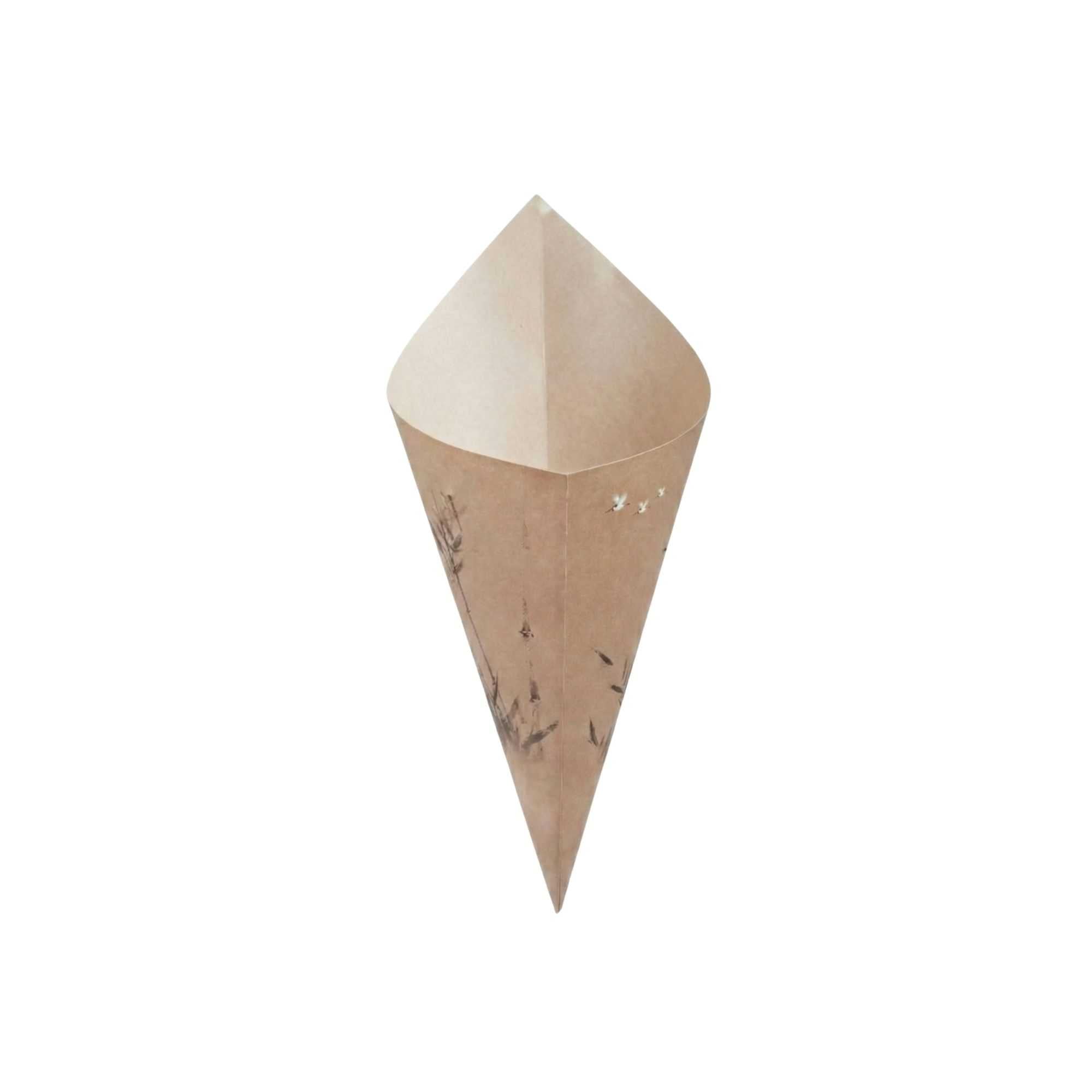 Cone Tek Bamboo Print Paper Food Cone - 9 1/2" x 4 1/2" - 100 count box