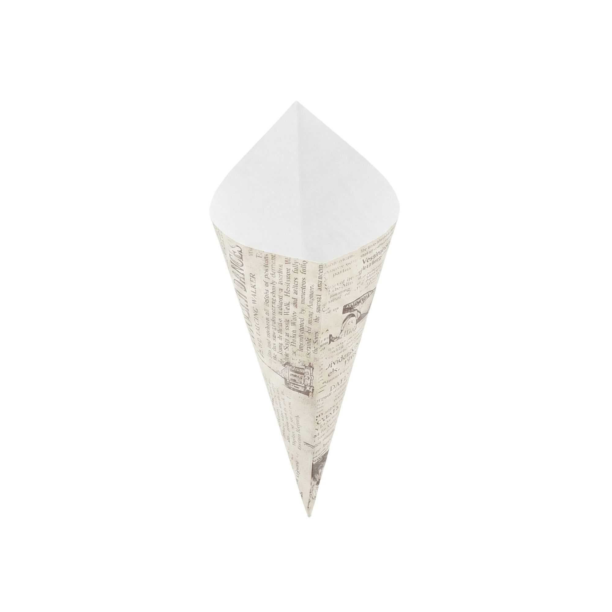 Cone Tek Newsprint Paper Food Cone - 11 1/2" x 5 1/2" - 100 count box