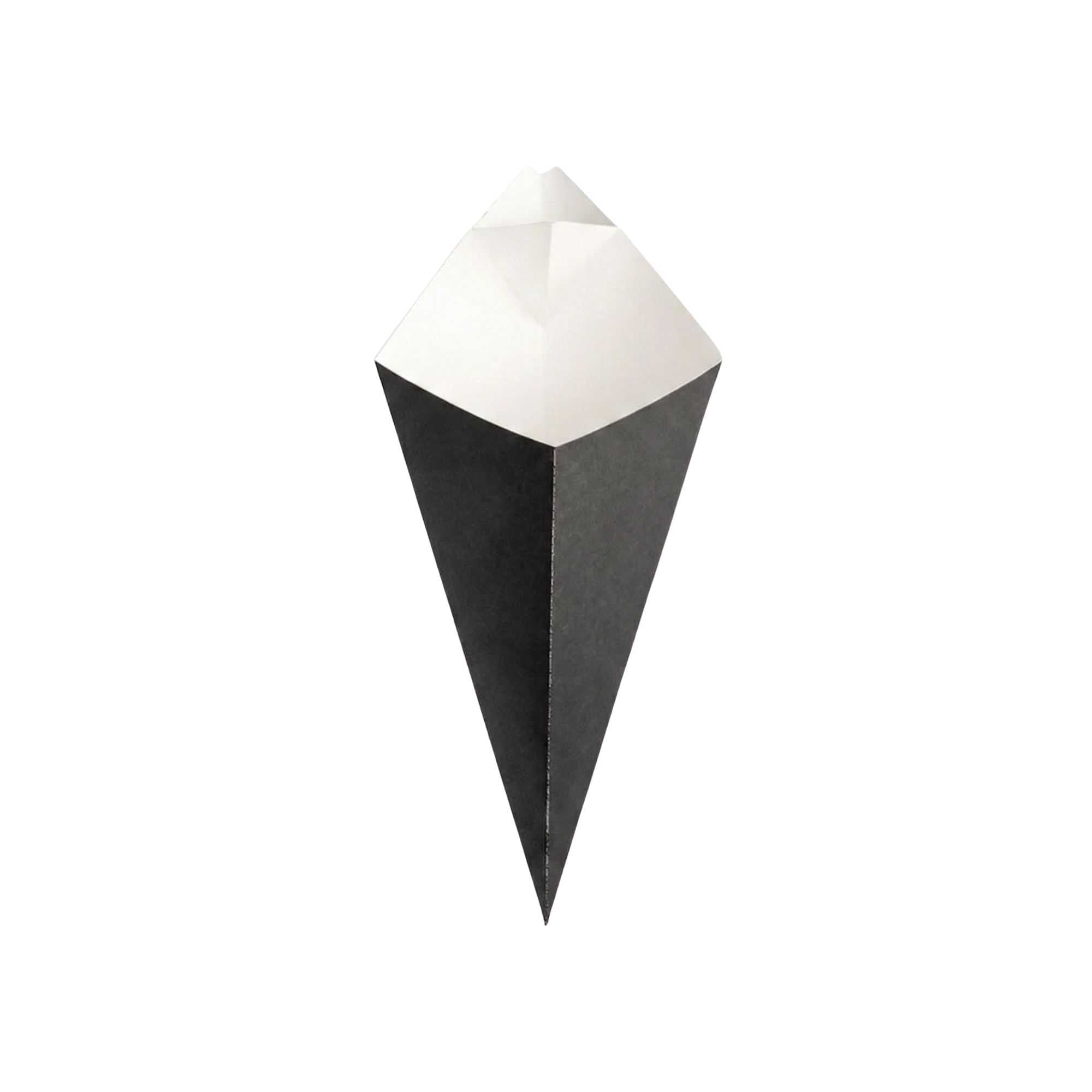 Cone Tek Black Paper Food Cone - with Dipping Pocket - 9 1/2" x 5 1/2" - 1000 count box